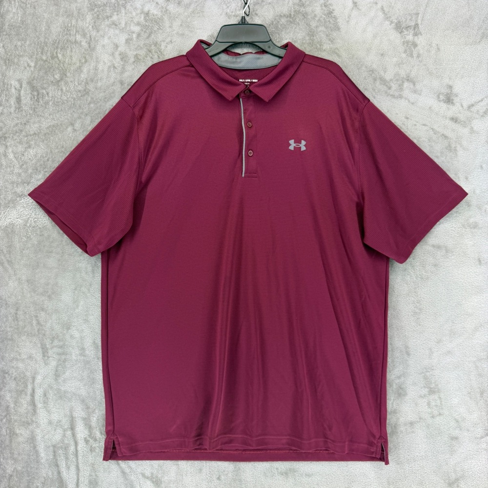 Under Armour Polo Mens 3XLT 1290140 Maroon Short Sleeve Button EUC
